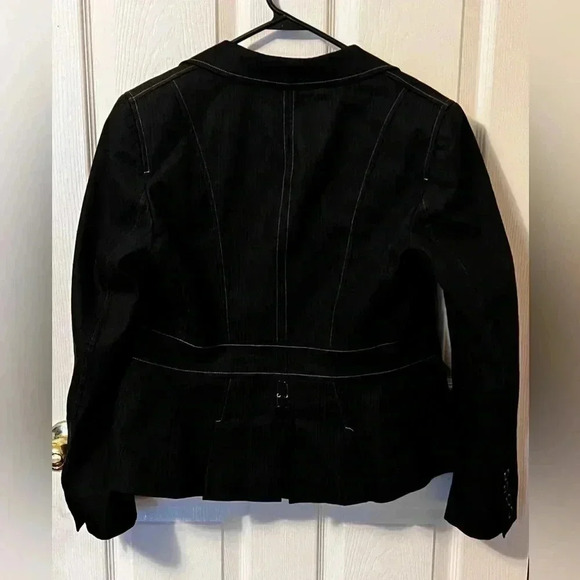 Loft dark grey blazer with lace up detail on the back. Size 8 Poplum EUC - Picture 3 of 6